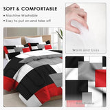 WeCozy Full Size Comforter Set with 2 Pillowcases, Black White Red Geometric Soft 3 Pcs Bedding for Kids and Adults Bedroom Bed Decor WeCozy