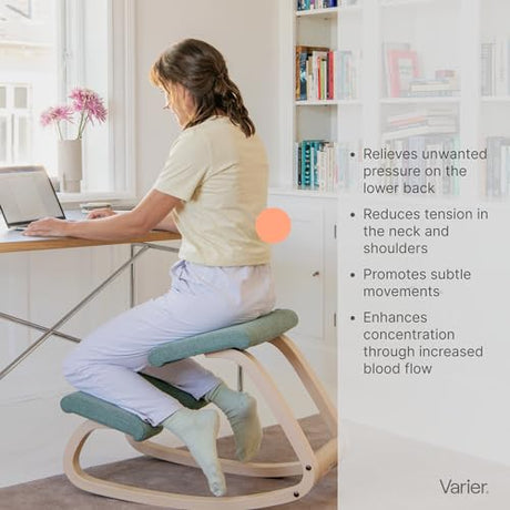 Varier Variable Balans Original Kneeling Chair Designed by Peter Opsvik (Red Revive Fabric with Natural Ash Base) Varier