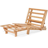 Nirvana Futons Twin Futon Lounger with Twill Khaki Mattress, Natural Solid Wood Nirvana Futons