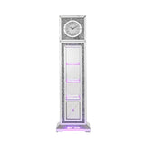 Acme Noralie Grandfather Clock in Mirrored & Faux Diamonds Acme