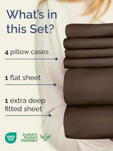 Extra Deep King Sheet Set - 6 Piece Breathable and Cooling Sheets - Hotel Luxury Bedding for Women, Men, Kids & Teens - Easy & Secure Fit - Soft, Wrinkle Free and Comfy - Extra Deep Pockets - Brown CGK Unlimited