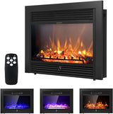LDAILY 28" Electric Fireplace, Wall Mounted/Recessed, 3-Color Flame, 5 Brightness, 8H Timer & Remote Control, 750/1500W Freestanding Fireplace Insert Heater, Black (28.5 inches) LDAILY