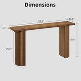 Fluted Solid Wood Console Table - 55 Inches Mid Century Modern Foyer Table, Entryway Hallway Minimalist Sofa Table, Half Round Legs HOKYHOKY