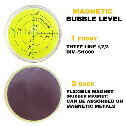 Magnetic Round Bubble Level Tool Bullseye Inclinometer Machinist Pocket Precision Spirit String Circular - Trailer Rv Leveling System Blocks Table Post Indicators Camper Leveler Magnet 2.4 In - WoodArtSupply