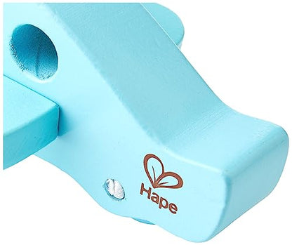 Hape Little Plane Kid's Wooden Toy Vehicle ,L: 4.9, W: 2.6, H: 3.8 inch, Blue and Beige - WoodArtSupply