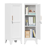 Kooyon Metal Locker Storage Cabinet with Lock,Metal Cabinet Home Office Storage Cabinets with Doors and Shelves for Employees,School,Garage, Office, Gym, Home-Assembly Required(White) Kooyon