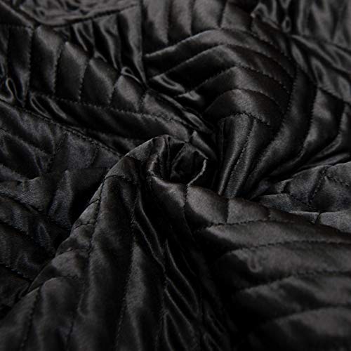 NTBAY Twin Silk Satin Quilt Set, Geometric Pattern Bedspread Luxury Quilted Coverlet Set for All Seasons(1 Quilt, 1 Pillow Sham), Black NTBAY