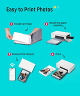 Liene 4x6'' Photo Printer, Phone Printer 100 Sheets & 3 Cartridges, Full-Color Photo, Portable Instant Photo Printer for iPhone Android, Thermal Dye Sublimation, Wi-Fi Picture Printer 100 Papers Liene