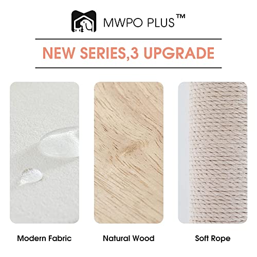 MWPO Cat Tree - 63.8-Inch Modern Wood Cat Tower for Indoor Cats,Multi-Level Cat Condo for Large Cat with Scratching Posts, Hammock- Beige MWPO
