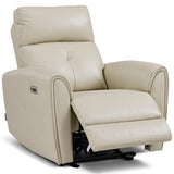 MCombo Power Small Recliners for Small Spaces, Living Room, RVs, Modern Style Zero Wall Hugger Recliners Chair with Lumbar Support, USB&Charging Ports, FSC Certified, Faux Leather PR699 (Beige)