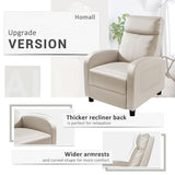 Homall Recliner Chair, Recliner Sofa for Adults, Recliners Home Theater Seating with Lumbar Support, Reclining Sofa Chair for Living Room (Leather, Beige)
