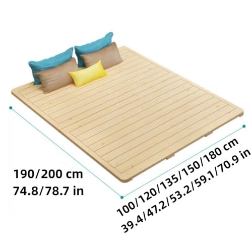 Hveqohls Tri-Fold Bed Board, Wood Bed Frame, Wood Slatted Bed Plate, Pallet Bed Frame, Floor Futon Mattress for Bedroom, Living Room(59.1 * 74.8in) Hveqohls