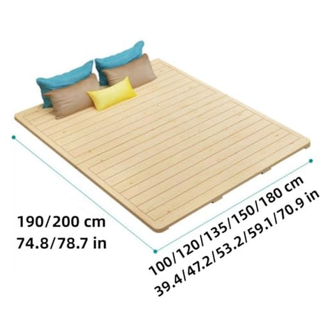 Hveqohls Tri-Fold Bed Board, Wood Bed Frame, Wood Slatted Bed Plate, Pallet Bed Frame, Floor Futon Mattress for Bedroom, Living Room(59.1 * 74.8in) Hveqohls