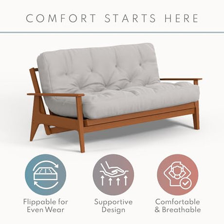 Royal Sleep Products by The Futon Factory 10 inch Foam Futon Mattress - Ivory Solid Fabric- Twin Size - CertiPUR Certified Foams - Made in USA - (Frame not Included) Royal Sleep Products