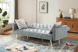 Trygoal Futon Sofa Bed, Convertible Futon Couch with Adjustable Backrest, 68.31” Folding Sofa Bed with 2 Pillows & Metal Legs, Sleeper Loveseat with Armrest for Home Office, Dark Gray Trygoal