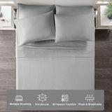 Comfort Spaces Cotton Flannel Sheets Queen Size, Ultra Soft Flannel Sheet Set with 14" Elastic Pocket , Breathable Warm Flannel Bedding, Grey Solid 4 Piece Comfort Spaces