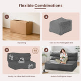 feliz home Folding Mattress Twin, Convertible Sofa Bed Foldable Futon Mattress with Corduroy Cover, Fold Out Floor Couch Bed for Living Room, High-Density Memory Foam, 5'', Grey feliz home