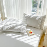 Shabby Chic 3 Pieces Bedding,Vintage Ruffled Full Duvet Cover Set with 2 Layers Ruffles,Soft Brushed Microfiber Set with Zipper Closure,Lightweight Duvet Cover Set-White,Full SOUKECHY