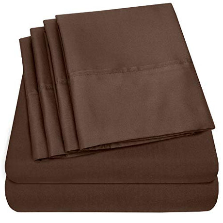 Twin Size Bed Sheets - 4 Piece 1500 Supreme Collection Fine Brushed Microfiber Deep Pocket Twin Sheet Set Bedding - 1 EXTRA PILLOW CASES, GREAT VALUE, Twin, Brown Sweet Home Collection