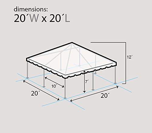 Party Tents Direct 20'x20' Weekender West Coast Tent Frame Party Tent (White) PVC Top with Storage Bag - Tents for Parties, Weddings, Birthdays, Banquets, Fiestas, Workshop, Outdoor Event Party Tents Direct