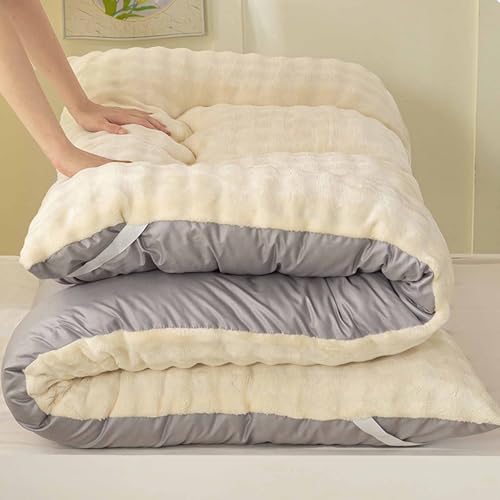 Yadlan Japanese Floor Mattress, Futon Mattress with Portable Storage Bag and Washable Cover, Roll Up Thick Tatami Mat Suitable for Camping, Guest Room Grey 45 * 45cm Yadlan
