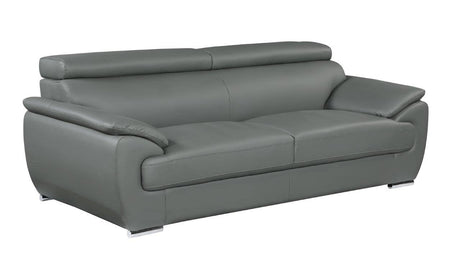 Blackjack Furniture 4571 Veal Collection Leather Couch for Living Room, Elegant Modern Design with Adjustable Headrests and Durable Wood Frame, Sofa, 86", Gray Blackjack Furniture
