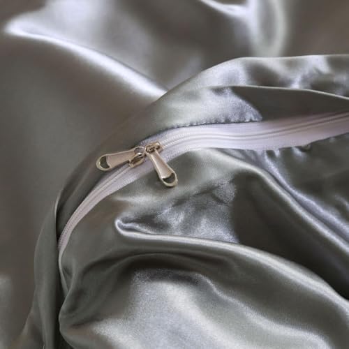 YUURO Luxurious Satin Duvet Cover Set Silky Sheet Bedding Set with Pillowcase,Twin/Queen/King Size Silk-Like Smooth Comforter Cover with Zipper Closure (Black,King) YUURO
