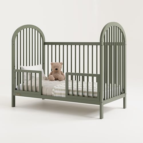 Graco Olivia 3-in-1 Convertible Crib (Olive) – GREENGUARD Gold Certified, Converts to Daybed and Toddler Bed, Fits Standard Full-Size Crib Mattress, Adjustable Mattress Height, Easy-to-Match Style Graco