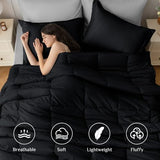 JOLLYVOGUE Queen Comforter Set, Ultra-Soft Bed in a Bag Queen Size 7 Pieces, Oeko-TEX Certified Bedding Set with Down Alternative Comforter, Sheets, Pillowcases & Shams, Black & Light Grey JOLLYVOGUE