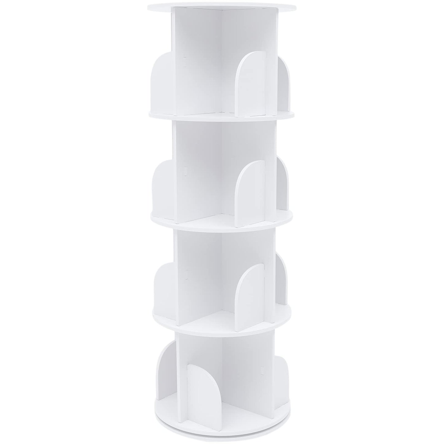 HAPPCUCOE 360° Rotating 4-Tier Bookcase - Stylish Floor Standing Organizer for Any Space - WoodArtSupply