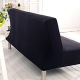 Stretch Futon Cover Armless Sofa Slipcover Foldable Sofa Bed Covers with Elastic Bottom, Machine Washable (Black) HUOZHI