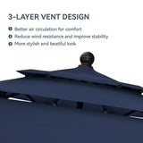 GREEN PARTY 10ft Outdoor Patio Umbrella, Auto-Tilt Market Table Umbrellas with Crank, 8 Sturdy Ribs & 1.5" Pole UV Protection for Garden Deck Backyard Pool, Navy Blue GREEN PARTY