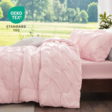 BEDELITE Baby Pink Queen Comforter Set - 3 Pieces Boho Pintuck Bedding Comforter Sets, Lightweight Soft & Warm Bed Comforter Queen with 2 Pillowcases for All Season BEDELITE