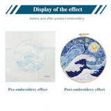 Zhenqing Wave & Starry Sky Embroidery Kit - 29x29cm Printed Fabric, Hoop & Full Tools for Beginners(S-CX0470)
