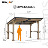 Sunjoy Wooden Grill Gazebo 10 ft. x 12 ft. Outdoor Cedar Frame BBQ Gazebo, Backyard Hot Tub Gazebo with Metal Hardtop Roof, Exclusive PowerPort and Bar Shelves Sunjoy