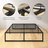 ZINUS Lorelei 14 Inch Metal Platform Bed Frame, Steel Slat Support, No Box Spring Needed, Eco Friendly WonderBox(TM) Packaging, 12.4” Underbed Storage, Easy Assembly, Black, Queen ZINUS