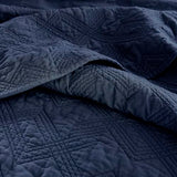 WDCOZY 100% Cotton King Size Quilt Set - Navy Blue Pre-Washed Soft Lightweight Modern Bedspread, Farmhouse Country Rustic Coverlet, Textured Like Linen, Shabby Chic Gauze Bedding, 3 Pieces WDCOZY