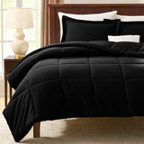 CozyLux King Size Comforter Set - Black Comforter King, 3 Pieces Box Stitched Bed Set for All Seasons, Soft Lightweight Bedding Sets with 1 Down Alternative Comforter and 2 Pillow Shams CozyLux