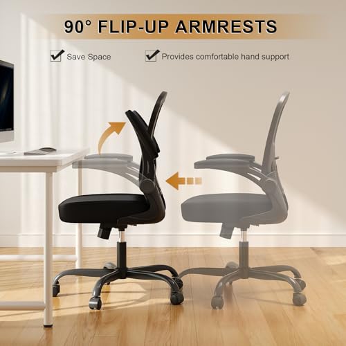 Office Chair, Ergonomic Desk Chairs 330LBS Capacity High Back Mesh Computer Chair with Flip-up Armrests, Comfy Work Chair with Adjustable Lumbar Support, Rolling Chair Synorla