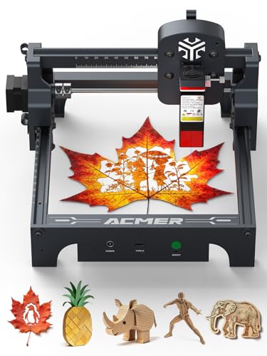 ACMER S1 2500mW Laser Engraver, Portable Cutter & Engraving Machine for Beginners, 130×130mm Working Area, 0.04mm Laser Spot, Safe DIY Construction, Education STEM, Creative Art Projects ACMER