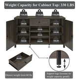 FATORRI Industrial Coffee Bar Cabinet with Wine Rack, Wood Buffet and Sideboard with Storage Cabinet, Rustic Credenza Cupboard for Kitchen Dining Room (55.12 Inch, Walnut Brown) FATORRI