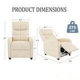 Simple Deluxe Massage Recliner Chair - Adjustable PU Leather Recliner, Luxe Reading Chair & Sofa Chair for Living Room Chairs or Bedroom Chair, Small Recliner for Home Theater, Beige