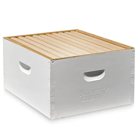 Honey Keeper Complete Deep Hive Body Kit, Painted and Assembled Beehive with 10-Frames, White Honey Keeper