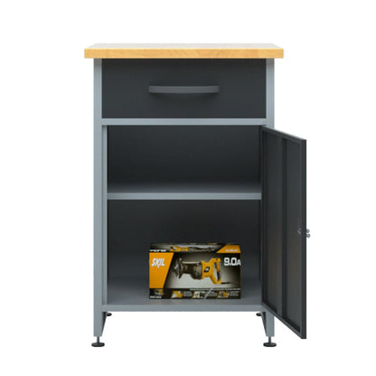 Steel Workbench Set System with Hanging Cabinet, Pegboards, Tool Table Cabinet