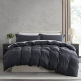 Hearth & Harbor Full Duvet Cover Set - Full Soft Prewashed Dark Grey Duvet Cover, 3 Piece Set with Zipper Closure, 1 Duvet Cover 80x90 inches and 2 Pillow Shams Hearth & Harbor
