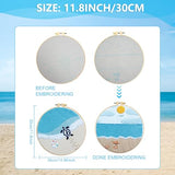 4 Set Ocean Embroidery Kit for Beginners Adults Embroidery Starter Kit Ocean Beach Pattern Spring Summer Hand Crewel Embroidery Kit Cross Stitch Kit Include Instruction 2 Hoops Color Threads Needles