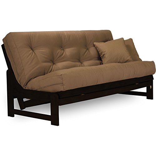 Nirvana Futons Arden Armless Dark Espresso (Near Black) Wood Futon Frame Only, Full or Queen Size - Solid Hardwood Sofa Bed Frame, Space Saving Design Ideal for Small Rooms