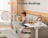 JOY worker Foldable Mobile Standing Desk, Height Adjustable Sit Stand Desk, 90° Tiltable Rolling Laptop Table, Portable Workstation with Wheels Non-Slip Mat for Home Office, Holds Up to 22lbs, White JOY worker