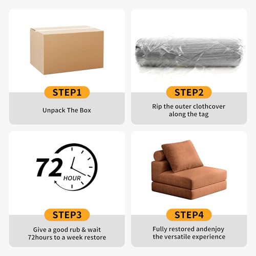 Lumbershed Folding Sofa Bed, 3-in-1 Convertible Sleeper Chair Bed with Pillows, Foldable Floor Couch with High-Density Foam, Futon Small Boneless Couch for Living Room Bedroom Lounge, Single, Brown Lumbershed