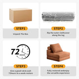 Lumbershed Folding Sofa Bed, 3-in-1 Convertible Sleeper Chair Bed with Pillows, Foldable Floor Couch with High-Density Foam, Futon Small Boneless Couch for Living Room Bedroom Lounge, Single, Brown Lumbershed